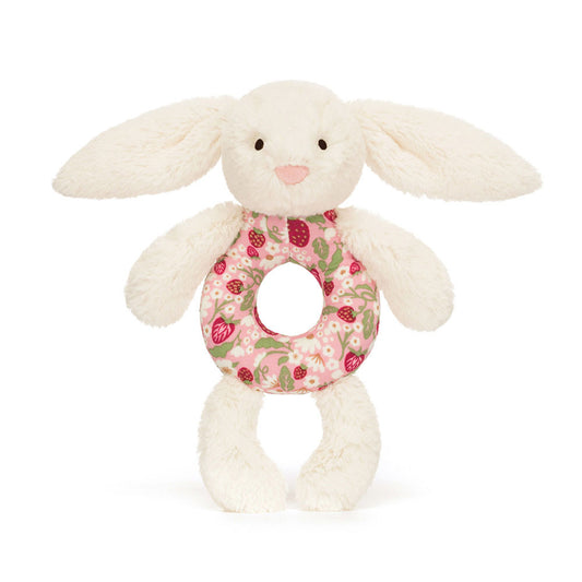 Blossom Cream Bunny 'Berry' Ring Rattle - US 5909
