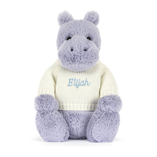 Bashful Hippo With Personalized Cream Jumper - US 9337
