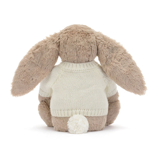 Blossom Beige Bunny 'Petal' With Personalized Cream Jumper - US 1322