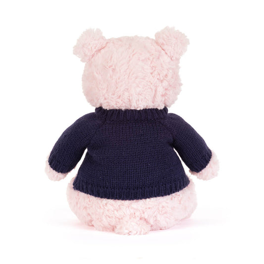 Leola Bear With Personalized Navy Jumper - US 3128