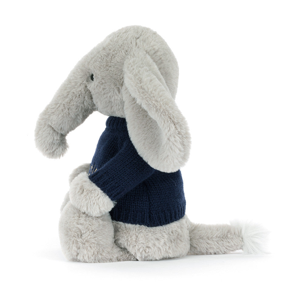 Bashful Luxe Elephant Thuddeus With Personalized Navy Jumper - US 8163