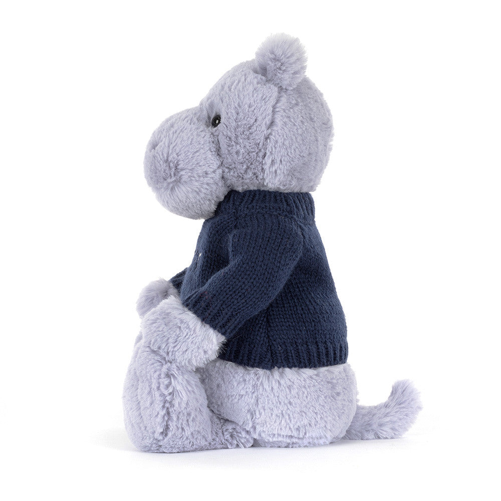 Bashful Hippo With Personalized Navy Jumper - US 2034