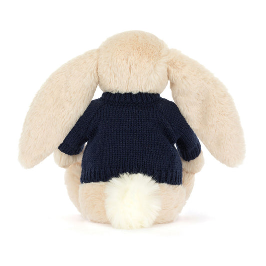 Bashful Luxe Bunny Willow With Personalized Navy Jumper - US 3895