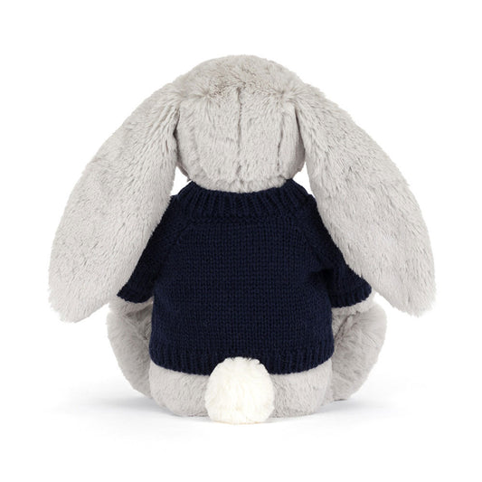 Blossom Silver Bunny 'Bloom' With Personalized Navy Jumper - US 1297