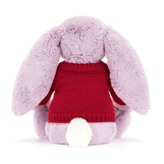 Bashful Lilac Bunny With Personalized Red Jumper - US 5265