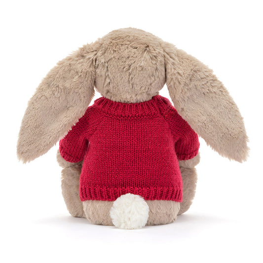 Blossom Beige Bunny 'Petal' With Personalized Red Jumper - US 9734
