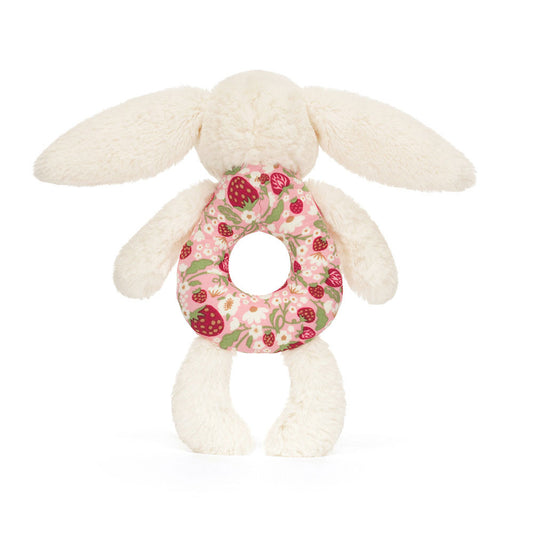 Blossom Cream Bunny 'Berry' Ring Rattle - US 5909