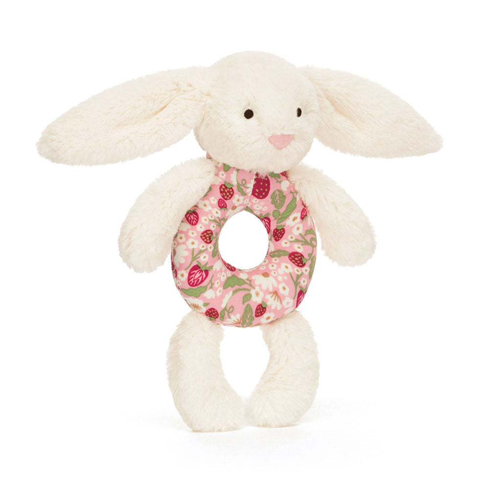 Blossom Cream Bunny 'Berry' Ring Rattle - US 5909