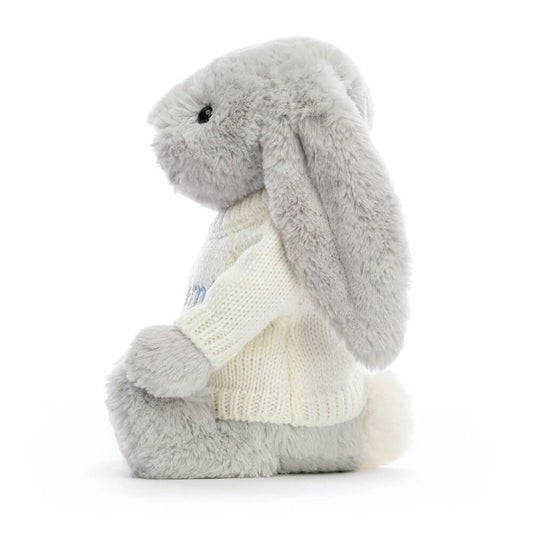 Bashful Silver Bunny With Personalized Cream Jumper - US 4175