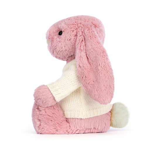 Bashful Tulip Pink Bunny With Personalized Cream Jumper - US 9566