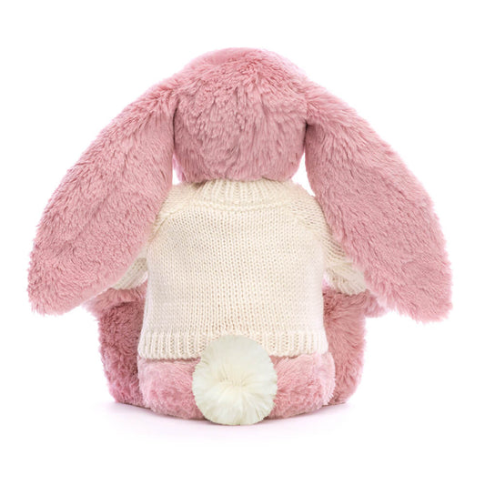 Bashful Tulip Pink Bunny With Personalized Cream Jumper - US 9566