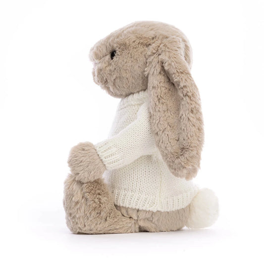 Bashful Beige Bunny With Personalized Cream Jumper - US 4727