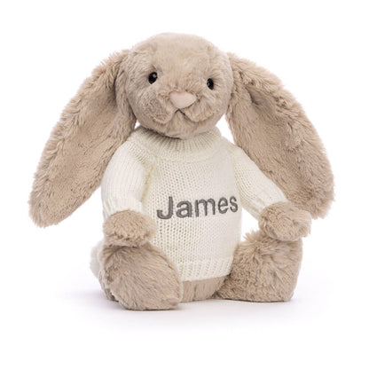 Bashful Beige Bunny With Personalized Cream Jumper - US 4727