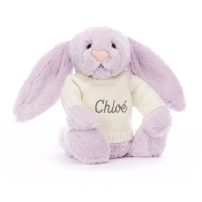 Bashful Lilac Bunny With Personalized Cream Jumper - US 5807
