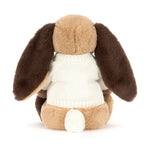 Bashful Patchwork Brown Bunny With Personalized Cream Jumper - US 0639