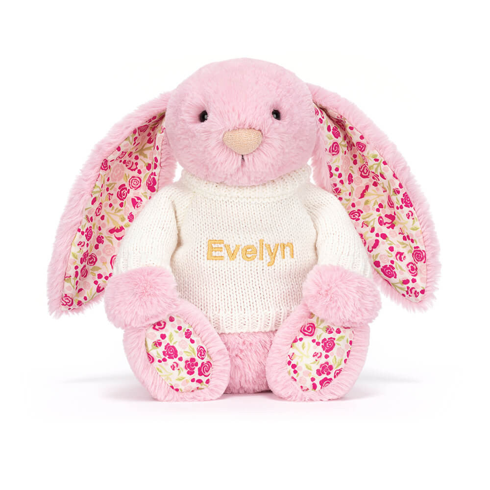 Blushkin Blossom Luxe Bunny With Personalized Cream Jumper - US 2645