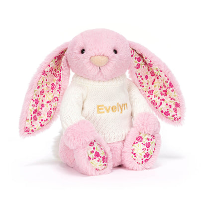 Blushkin Blossom Luxe Bunny With Personalized Cream Jumper - US 2645