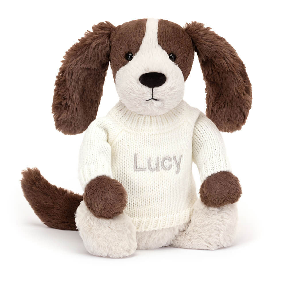 Bashful Fudge Puppy With Personalized Cream Jumper - US 3670