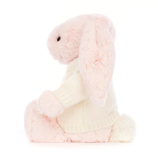 Bashful Pink Bunny With Personalized Cream Jumper - US 2288