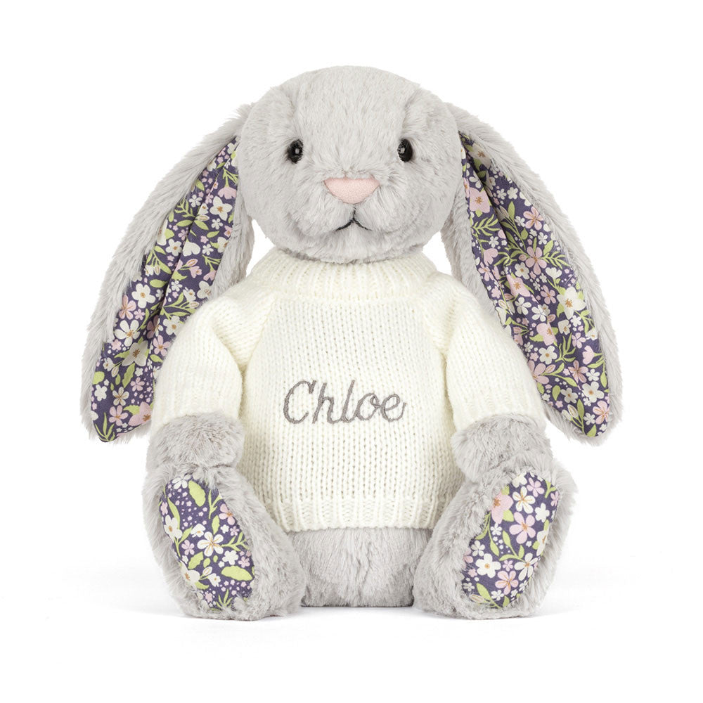 Blossom Silver Bunny 'Bloom' With Personalized Cream Jumper - US 1386