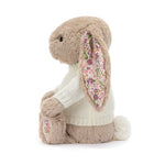 Blossom Beige Bunny 'Petal' With Personalized Cream Jumper - US 1322