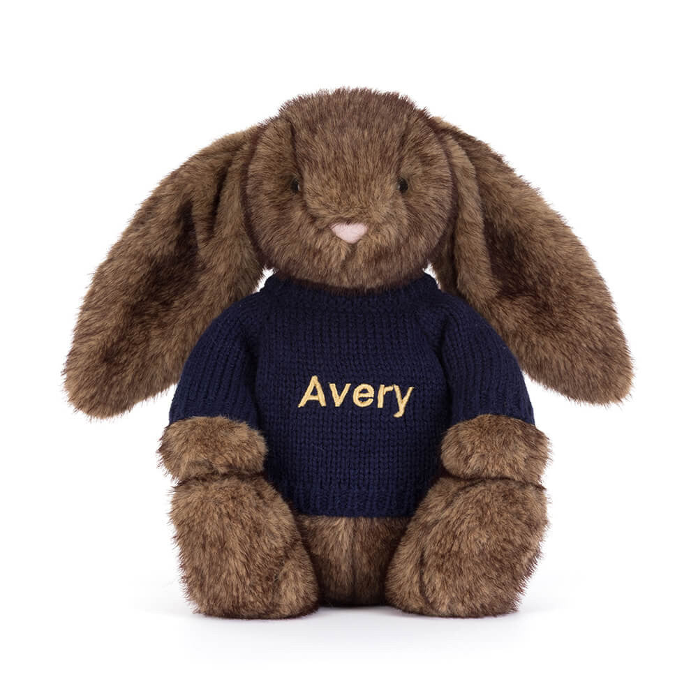 Hoppleston Luxe Bunny With Personalized Navy Jumper - US 9085