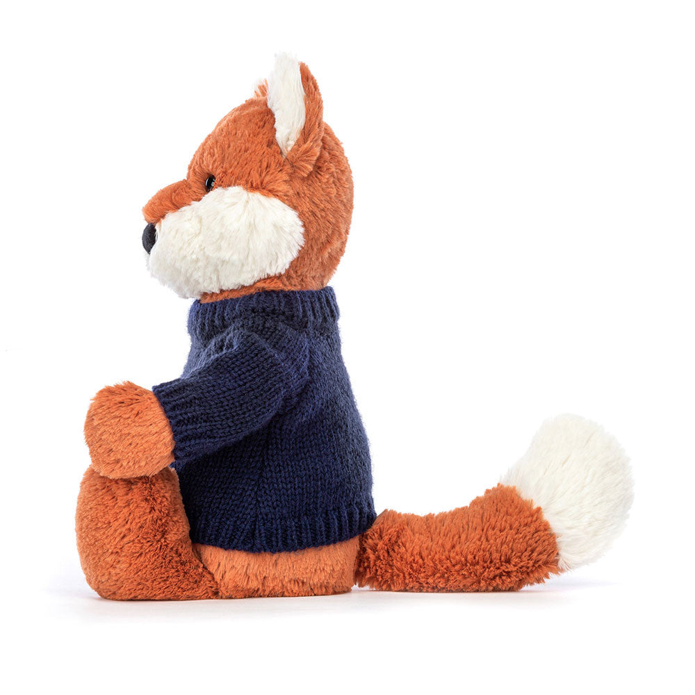 Bashful Fox Cub With Personalized Navy Jumper - US 8023