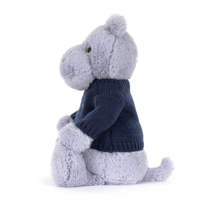 Bashful Hippo With Personalized Navy Jumper - US 2034