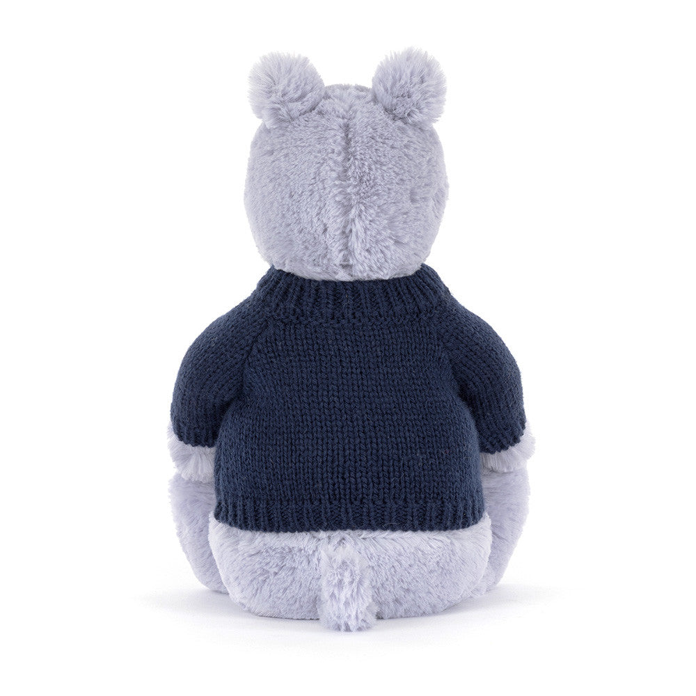 Bashful Hippo With Personalized Navy Jumper - US 2034