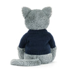 Bashful Kitten With Personalized Navy Jumper - US 8006