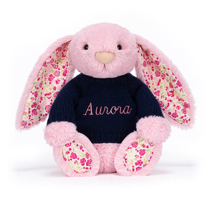 Blushkin Blossom Luxe Bunny With Personalized Navy Jumper - US 9155