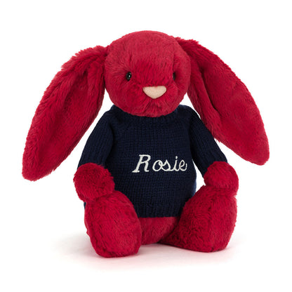 Bashful Luxe Bunny Scarlett With Personalized Navy Jumper - US 6050