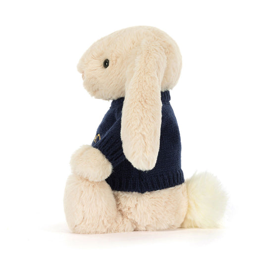 Bashful Luxe Bunny Willow With Personalized Navy Jumper - US 3895