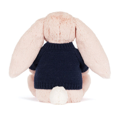 Blossom Blush Bunny 'Cherry' With Personalized Navy Jumper - US 7435