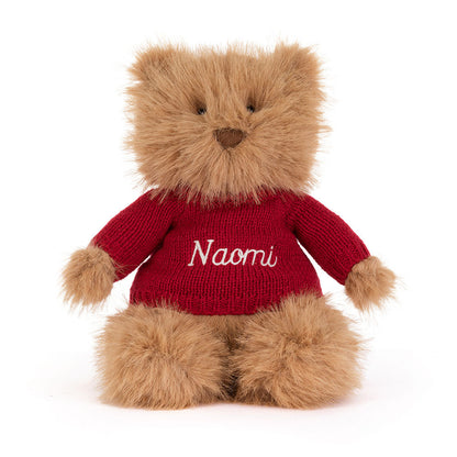 Bartholomew Bear Bouffant With Personalized Red Jumper - US 2754