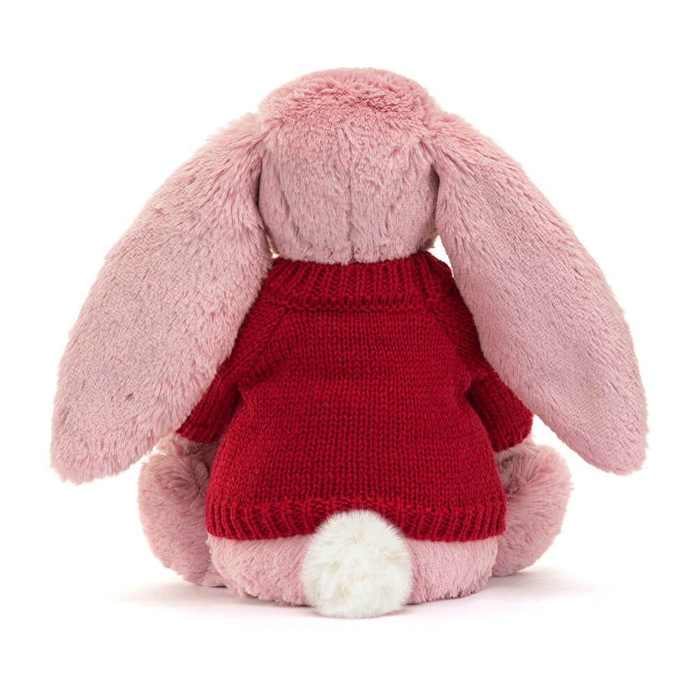 Bashful Tulip Pink Bunny With Personalized Red Jumper - US 0038