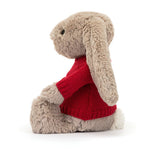 Bashful Beige Bunny With Personalized Red Jumper - US 1871