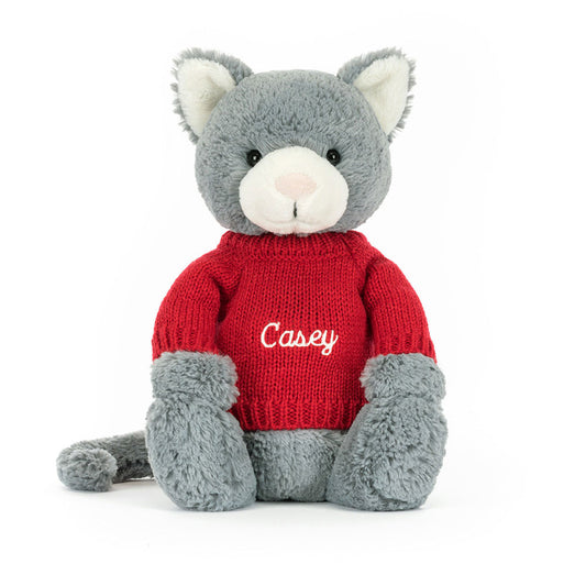 Bashful Kitten With Personalized Red Jumper - US 6103
