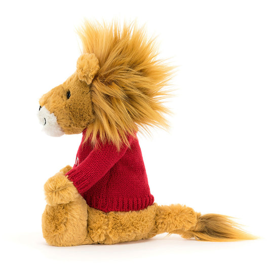 Bashful Lion With Personalized Red Jumper - US 9581