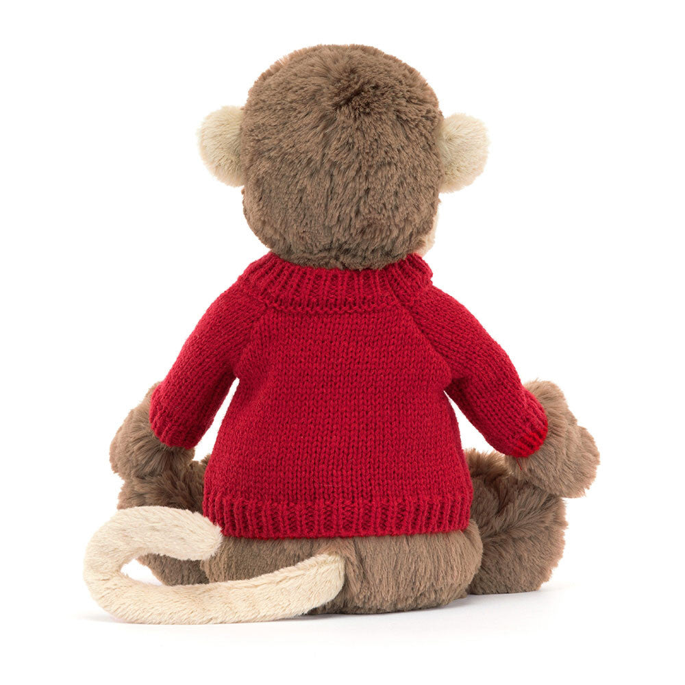 Bashful Monkey With Personalized Red Jumper - US 3282
