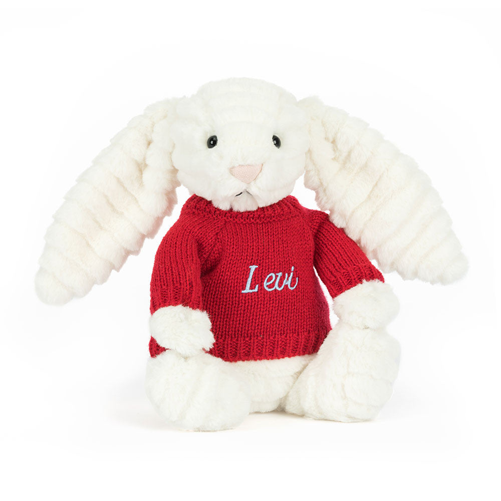 Bashful Luxe Bunny Nimbus With Personalized Red Jumper - US 2734