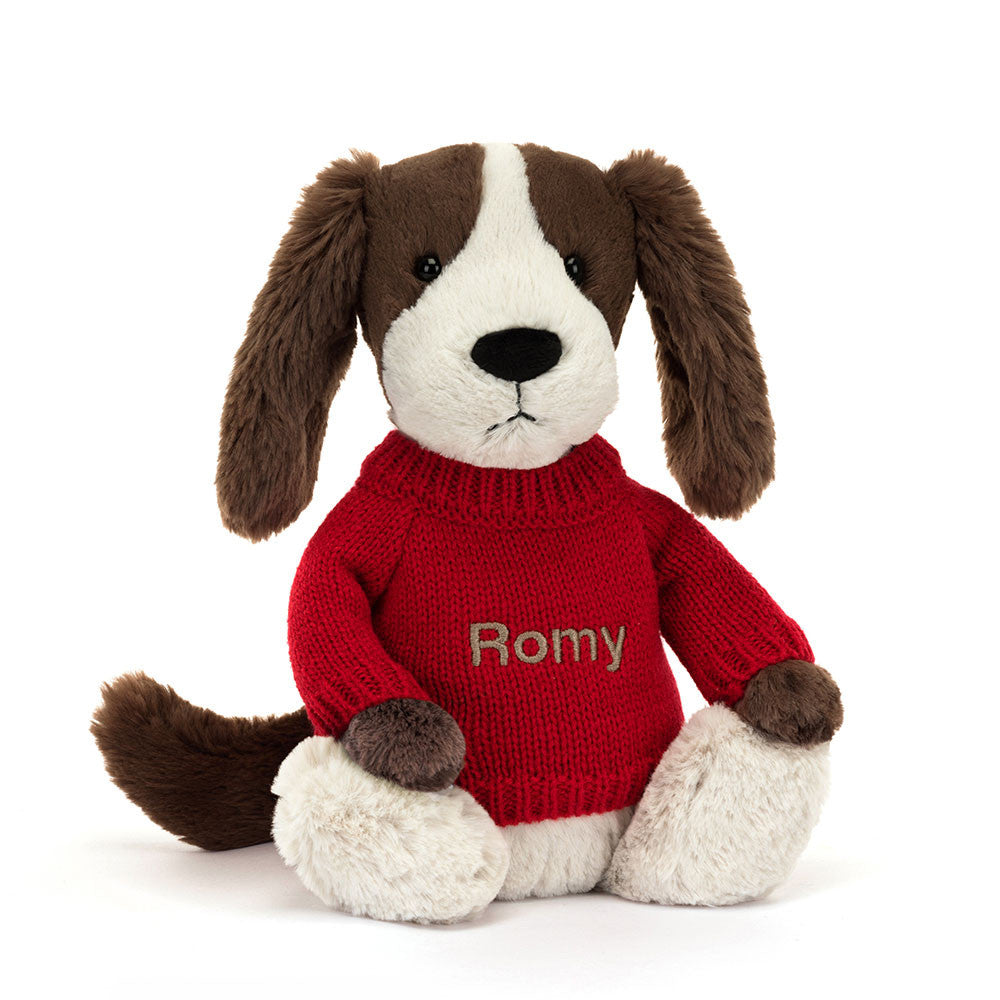 Bashful Fudge Puppy With Personalized Red Jumper - US 3167