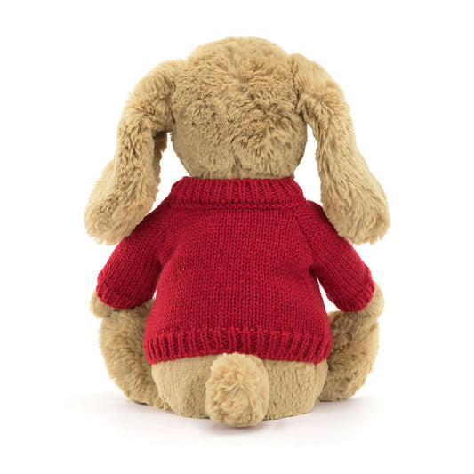 Bashful Toffee Puppy With Personalized Red Jumper - US 6309