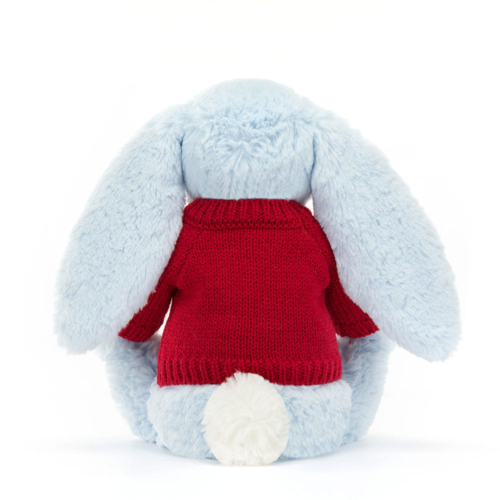Bashful Blue Bunny With Personalized Red Jumper - US 4577