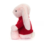 Bashful Pink Bunny With Personalized Red Jumper - US 4532