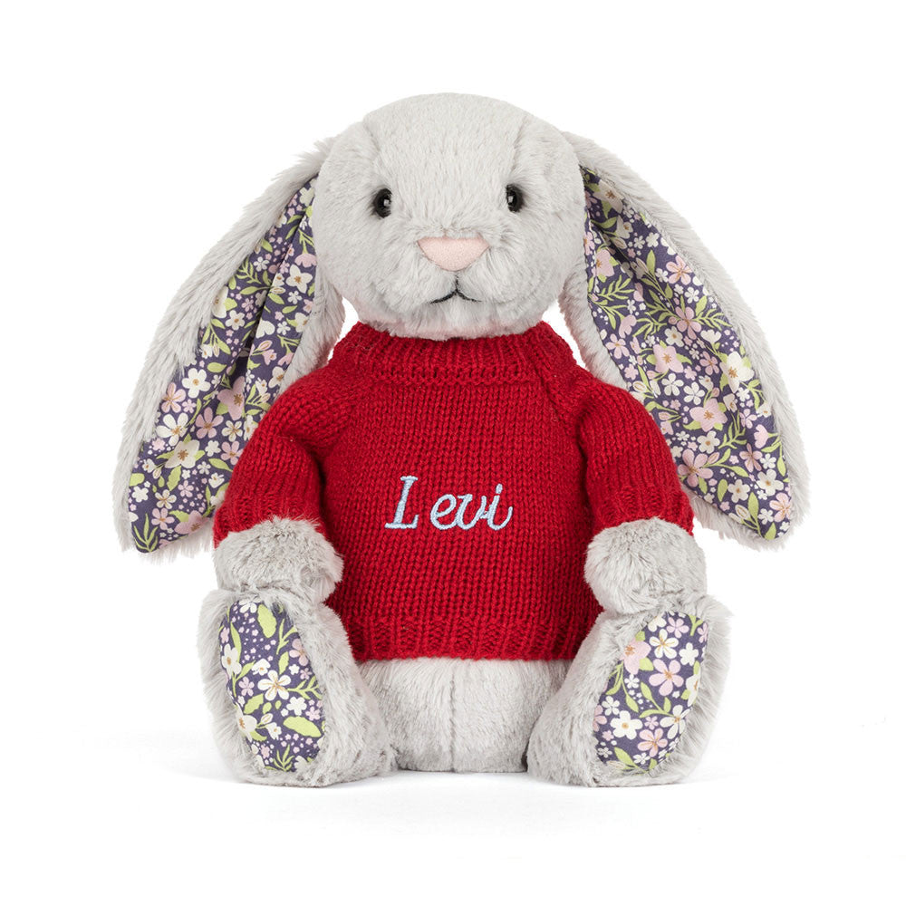 Blossom Silver Bunny 'Bloom' With Personalized Red Jumper - US 2466