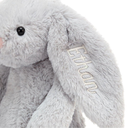 Personalized Bashful Silver Bunny Medium - US 4414