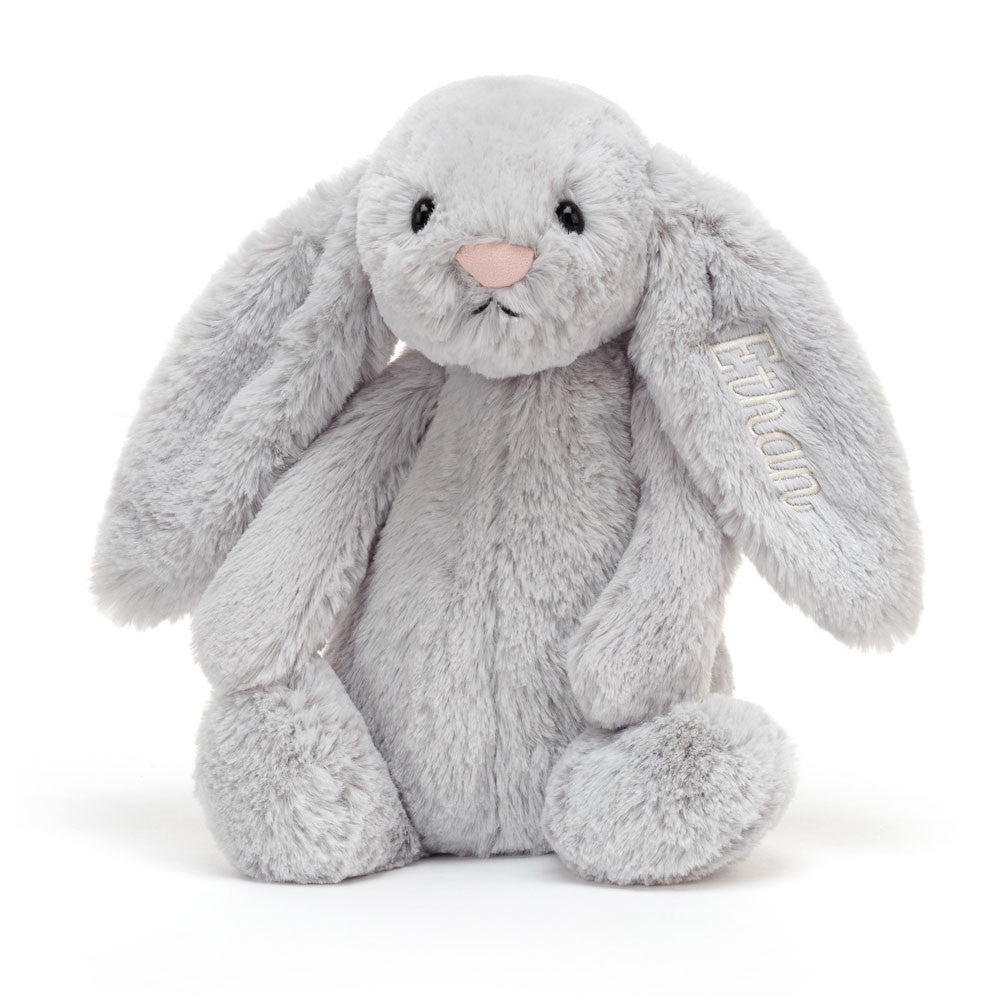 Personalized Bashful Silver Bunny Medium - US 4414