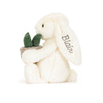 Personalized Cream Bunny With Plant - US 0491