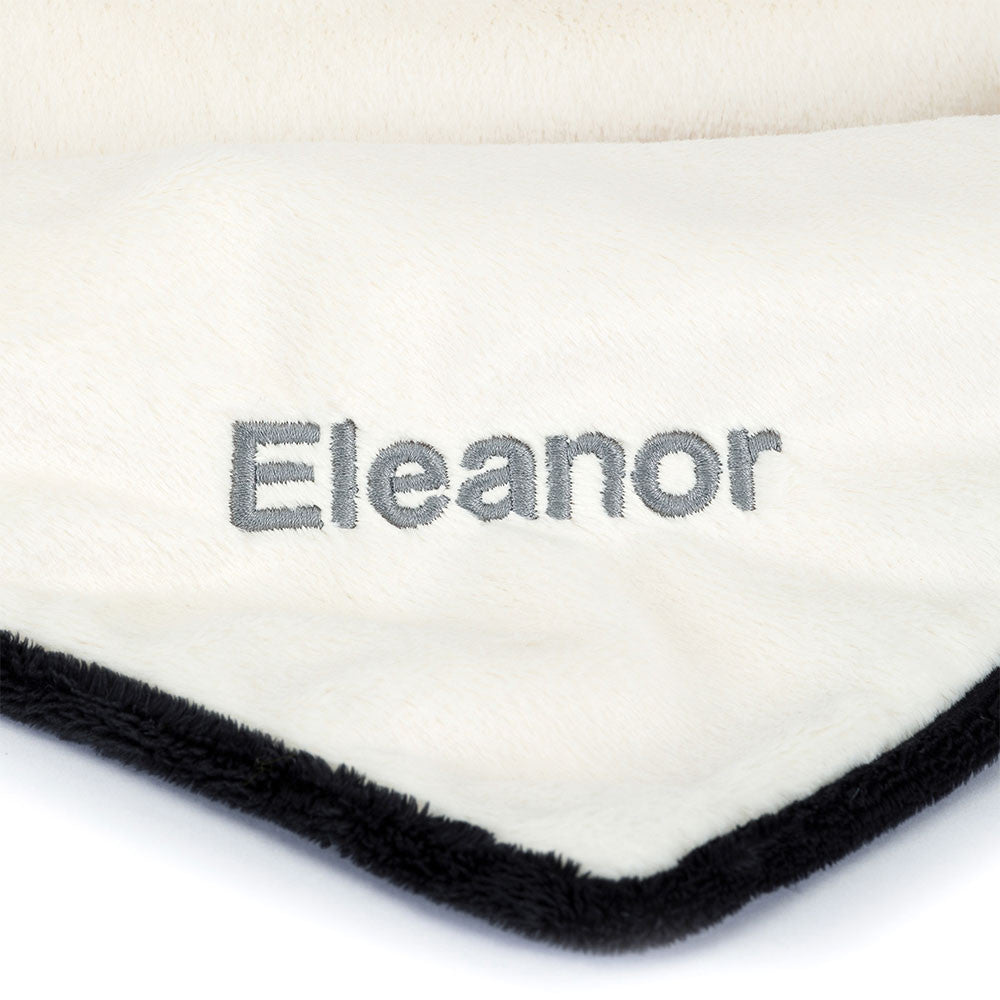 Personalized Bashful Black & Cream Puppy Blankie - US 9678
